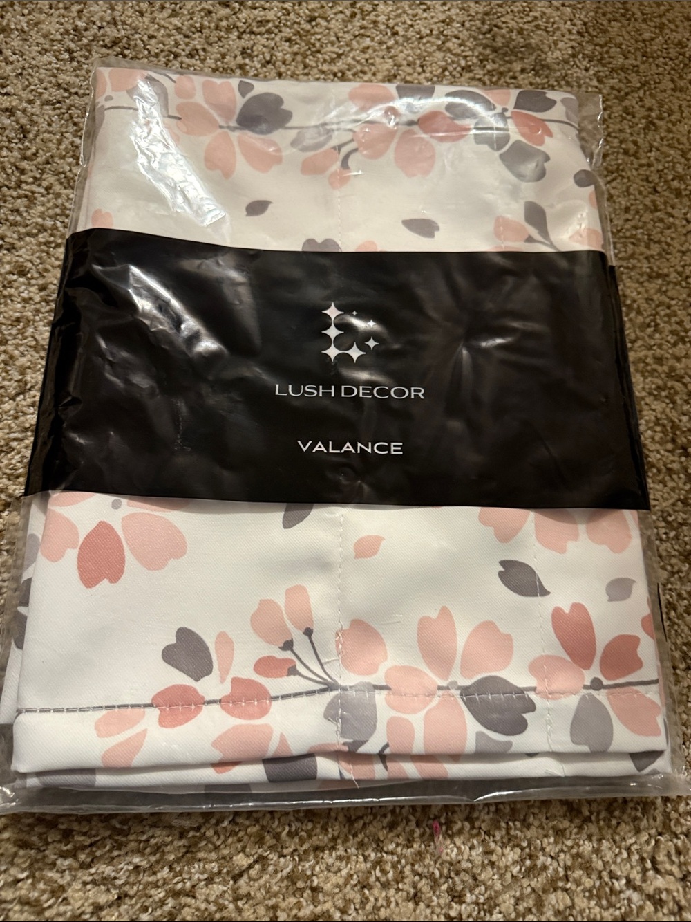 Lush Decor Pink and Gray Floral Shower Valance